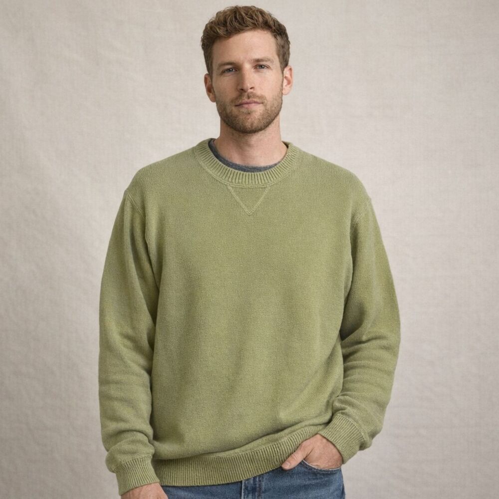 VTG Eddie Bauer 100% Cotton Crewneck Sweater Mens Sz M Sage Gorpcore Outdoors
